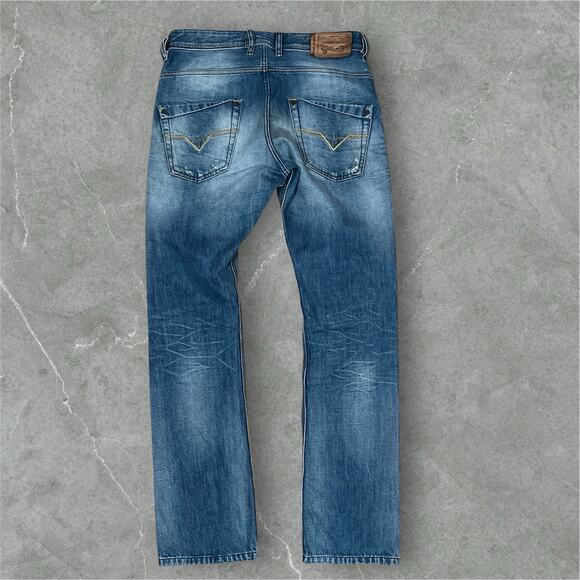 Diesel Jeans Krooley Regular Slim-Carrot Blue Fade Distress 31x30 (28 Tag) 0806P - Picture 2 of 10